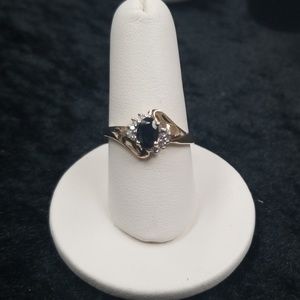 10k yellow gold sapphire and diamond ring